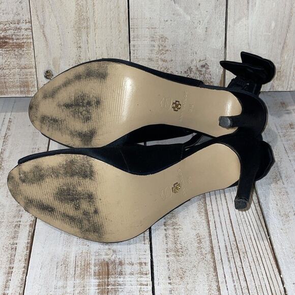 Anne Taylor Heel's With Bow In Back Black Satin with 4 in Heel Women's Shoe 8M - Picture 4 of 5